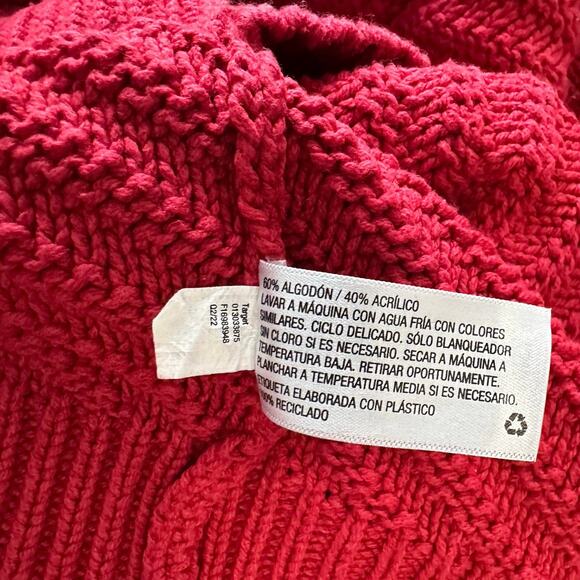 Universal Thread Cable Knit Pullover Sweater WMNS S Red Crew Neck Relaxed Fit LS - Picture 8 of 9